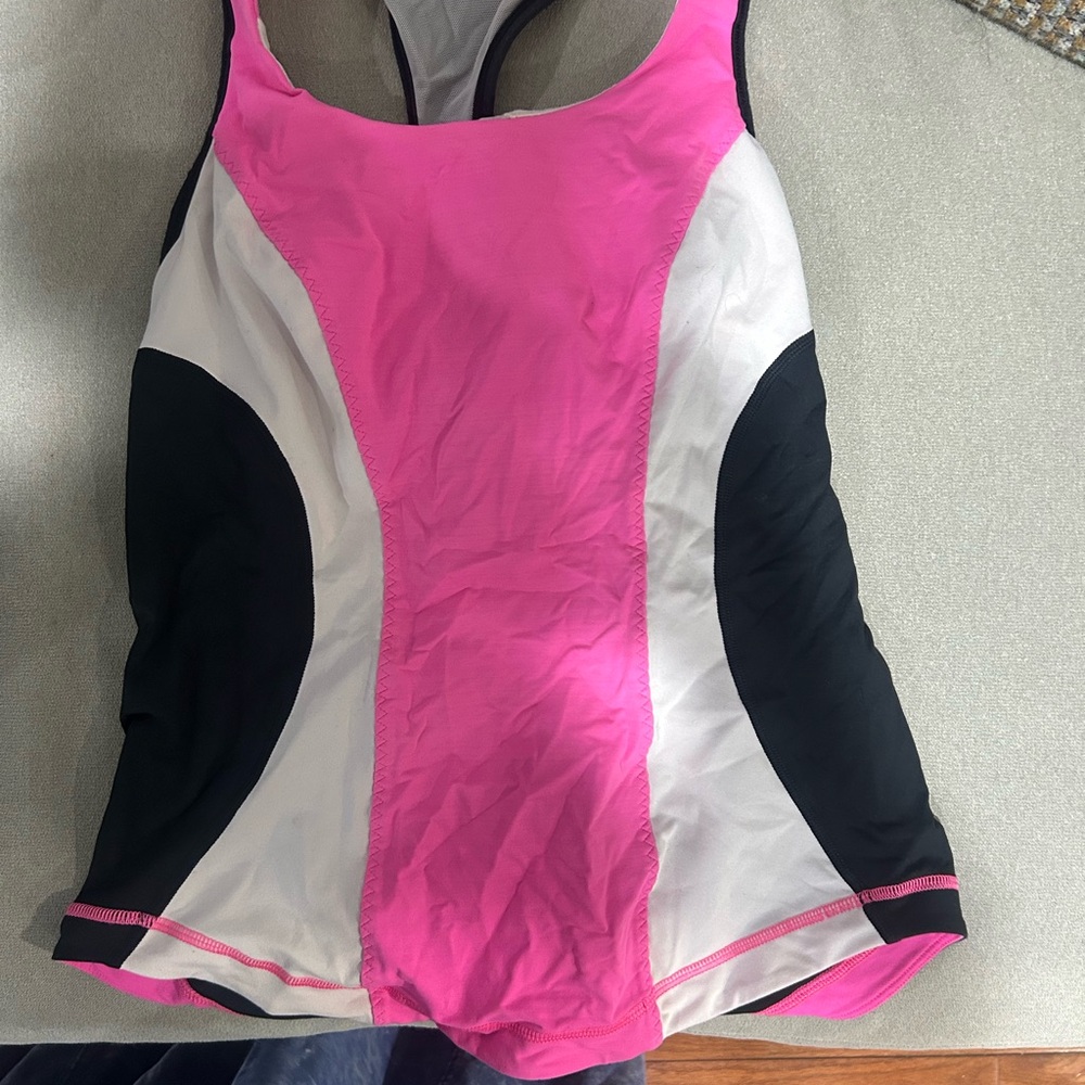 Lululemon Athletica Pink and Black One-Piece Swimsuit